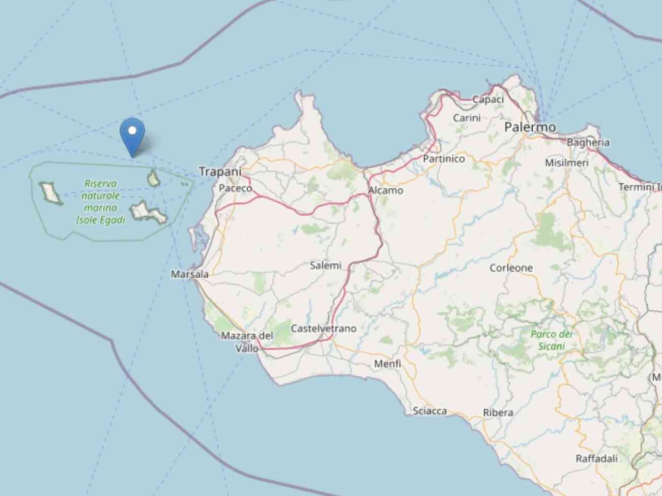 Immagine articolo: Scossa di terremoto di magnitudo 4.0 a Favignana