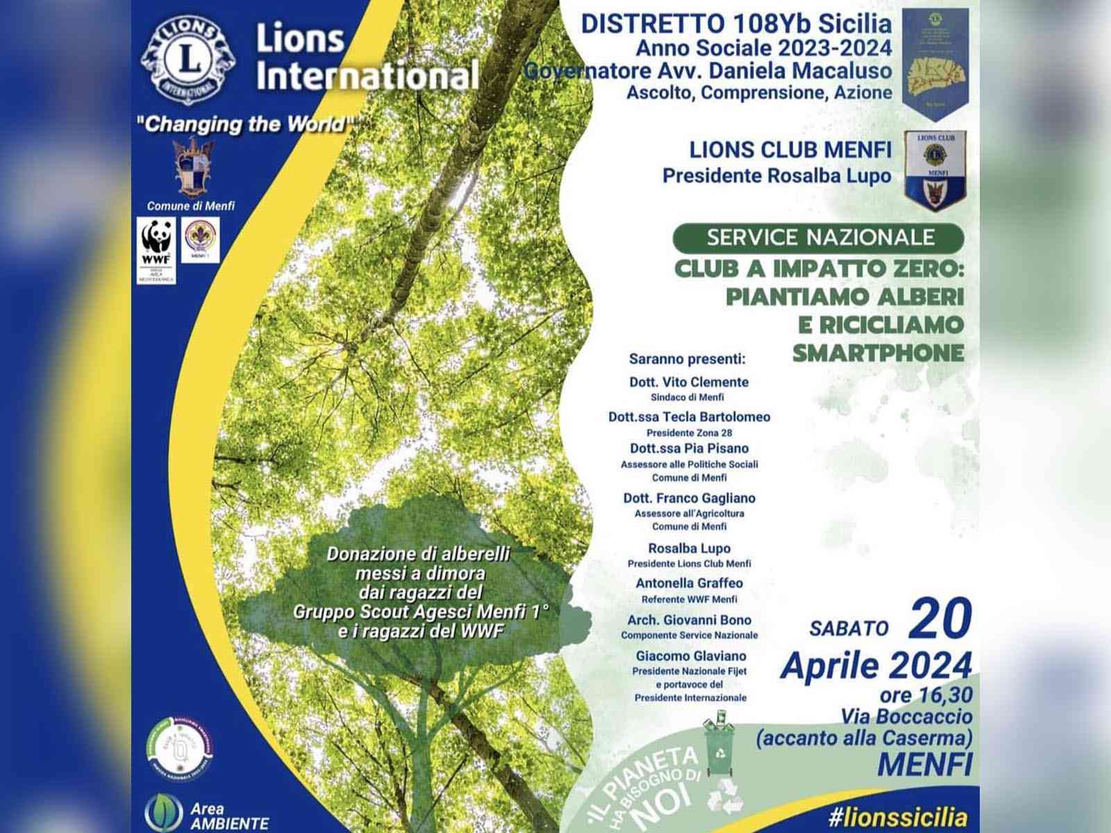 Immagine articolo: Menfi. Lions, Scout e WWF insieme per l'ambiente. Oggi pomeriggio la piantumazione di Alberelli in via Boccaccio