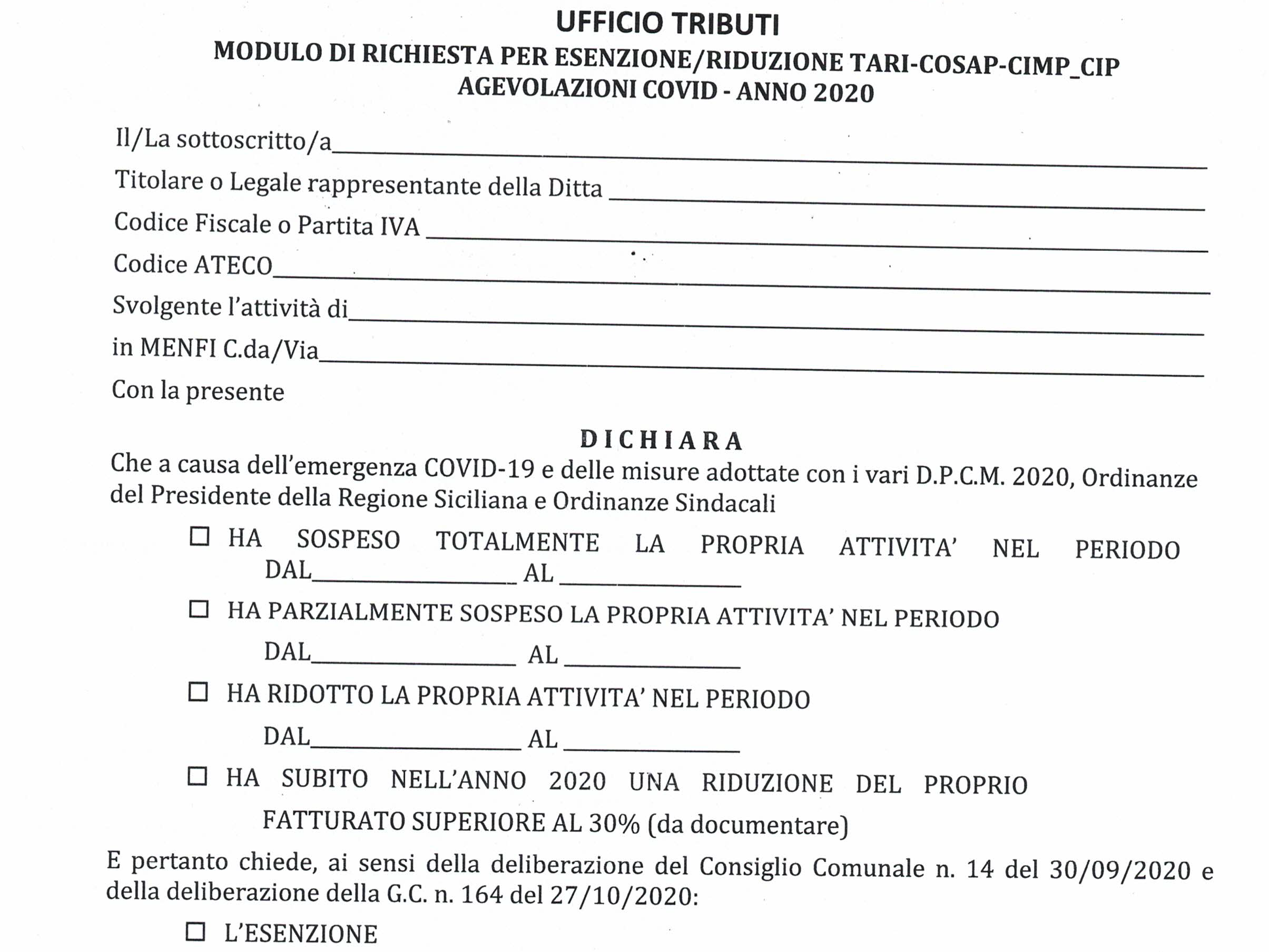 Immagine articolo: Menfi, pubblicato avviso per le utenze non domestiche per usufruire dell'agevolazione covid per l'anno 2020