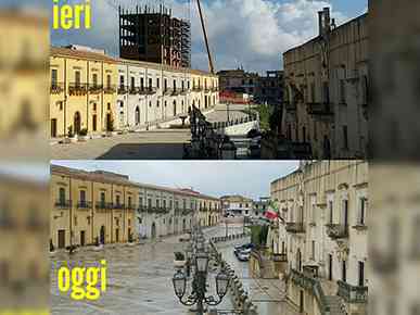 Immagine articolo: S. Margherita di Belìce, demolito ecomostro che ha dominato sulla piazza del Gattopardo. Appuntamento venerdì  per una passeggiata nella “Piazza Liberata”