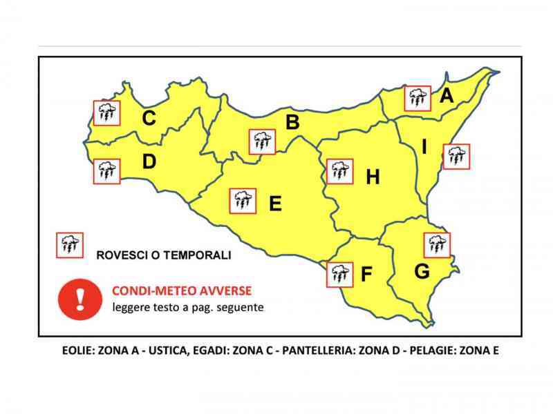Immagine articolo: Allerta meteo gialla. Prevista pioggia per domani
