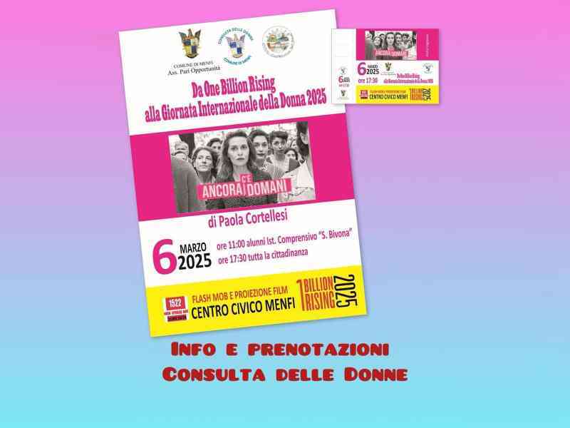 Immagine articolo: Menfi. Giornata Internazionale della Donna: domani flash mob e la proiezione del film “C'è ancora domani“