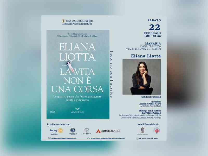 Immagine articolo: “La vita non è una corsa“, sabato a Menfi la presentazione del saggio di Eliana Liotta