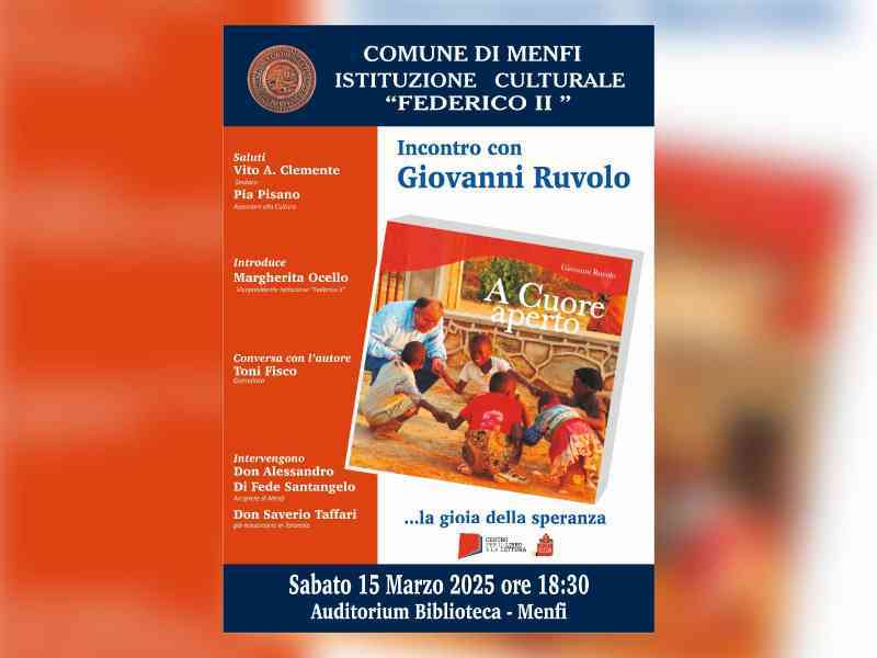 Immagine articolo: Menfi. A Cuore Aperto. Domani incontro con il dott. Giovanni Ruvolo