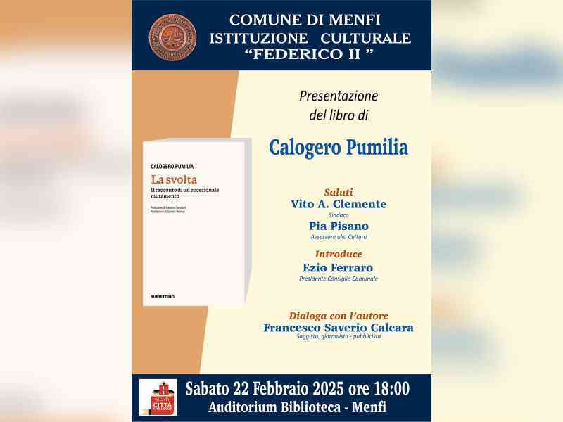 Immagine articolo: Menfi. Sabato la presentazione del libro “La Svolta” dell’on. Calogero Pumilia