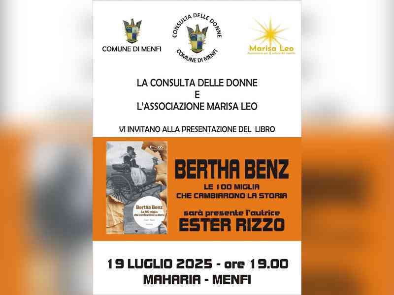 Immagine articolo: Menfi. Questa sera la presentazione del libro di Ester Rizzo su Bertha Benz