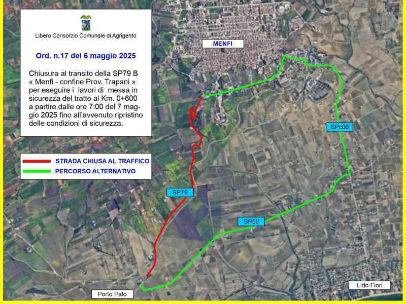 Immagine articolo: Menfi. Strada da Menfi a Porto Palo chiusa per lavori di messa in sicurezza
