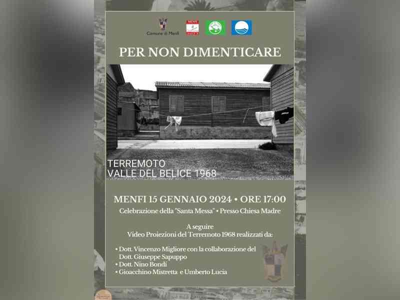 Immagine articolo: Menfi. Il 15 gennaio commemorazione del terremoto del '68. Prevista una proiezione di video storici