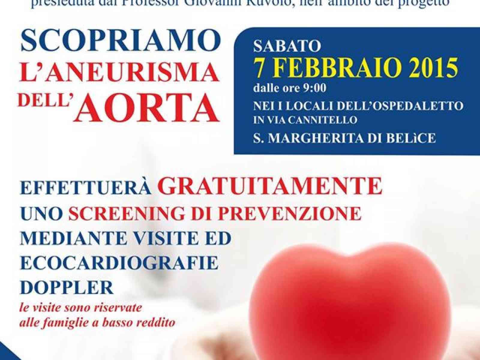 Santa Margherita. Aneurisma dell’aorta, domani uno screening gratuito