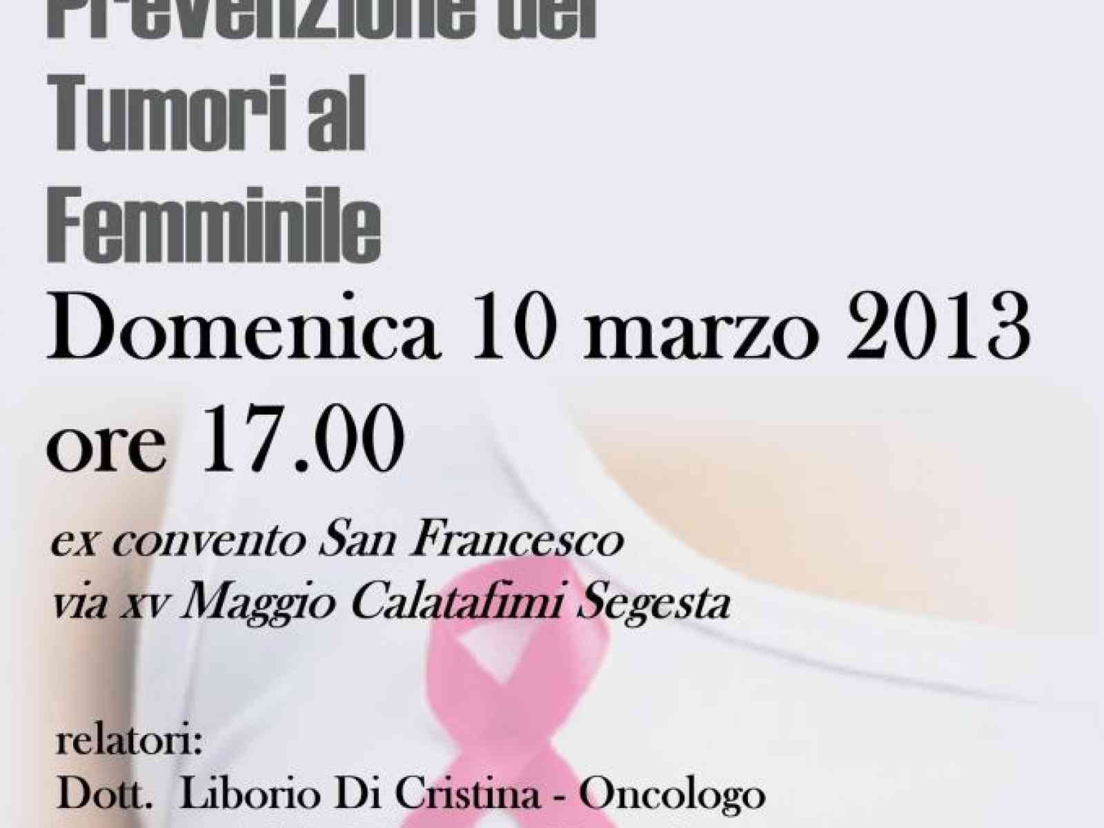 Calatafimi Segesta. Domenica 10 una conferenza sulla prevenzione dei tumori al femminile