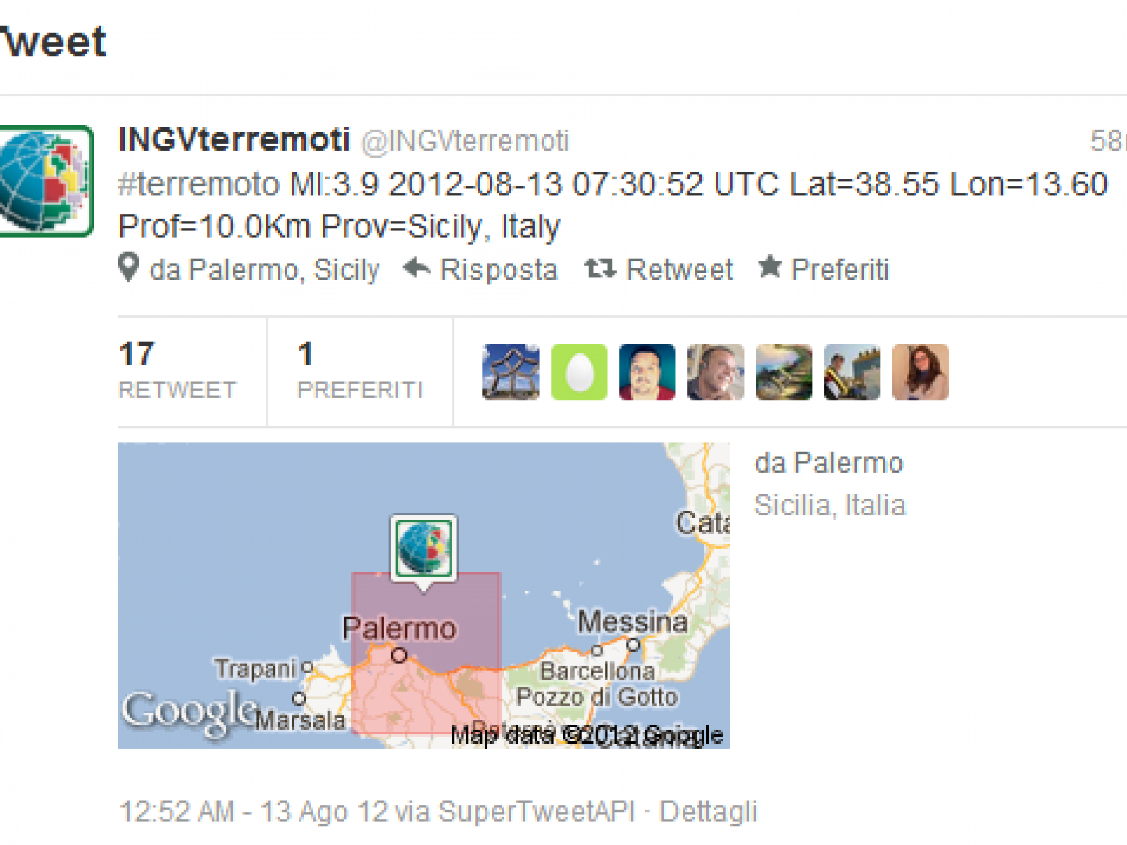 Nuova scossa di terremoto a Palermo