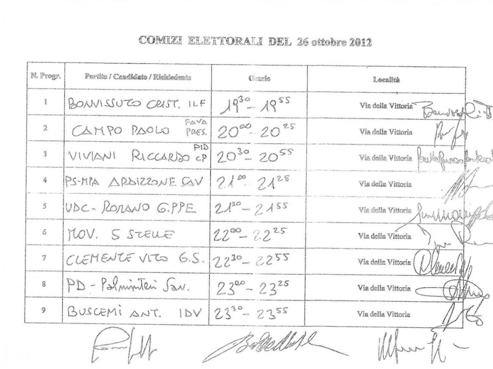 Pubblicato il calendario dei comizi finali di venerdì 26