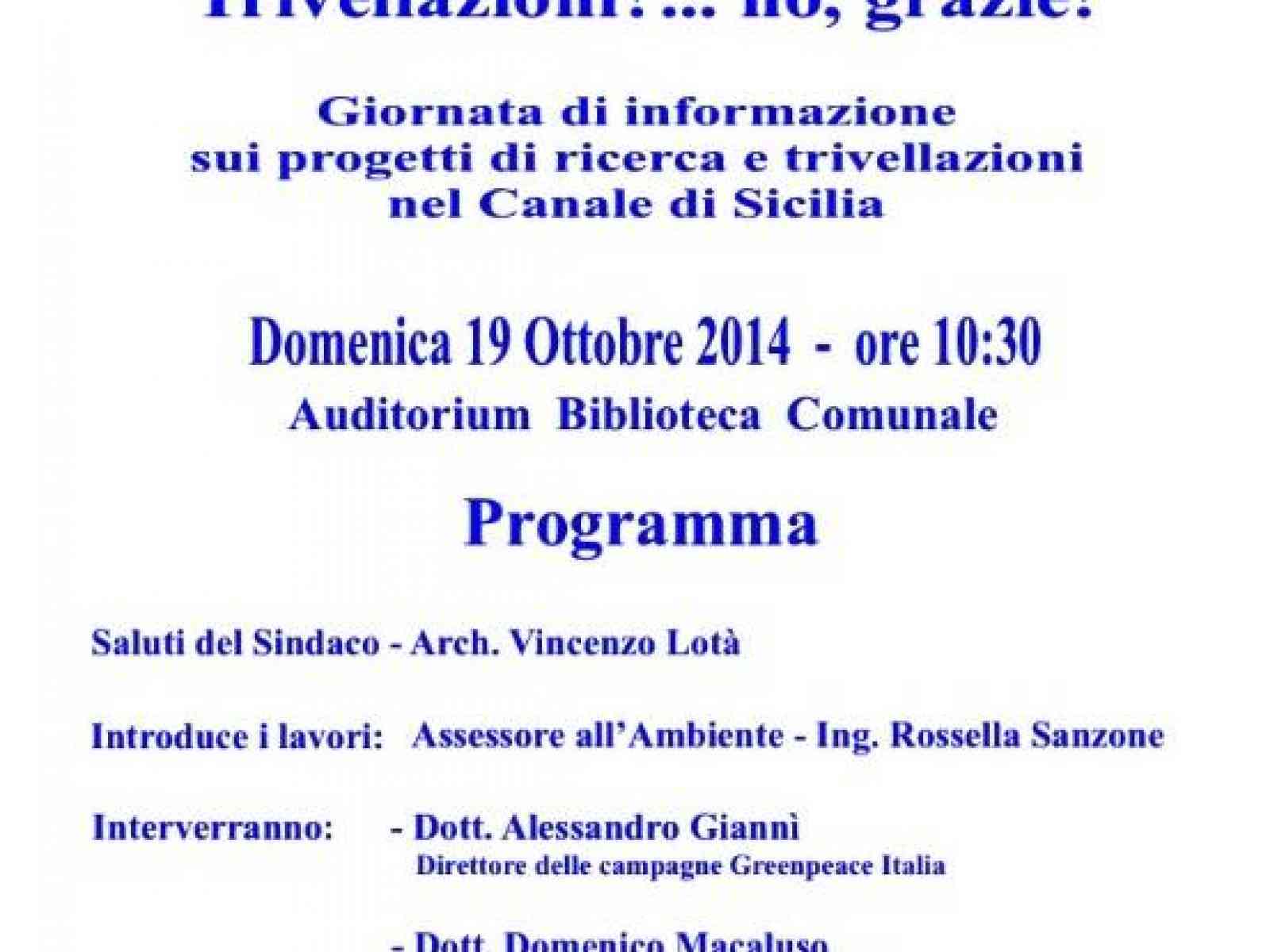 Menfi e Greenpeace contro le trivellazioni nel canale di Sicilia