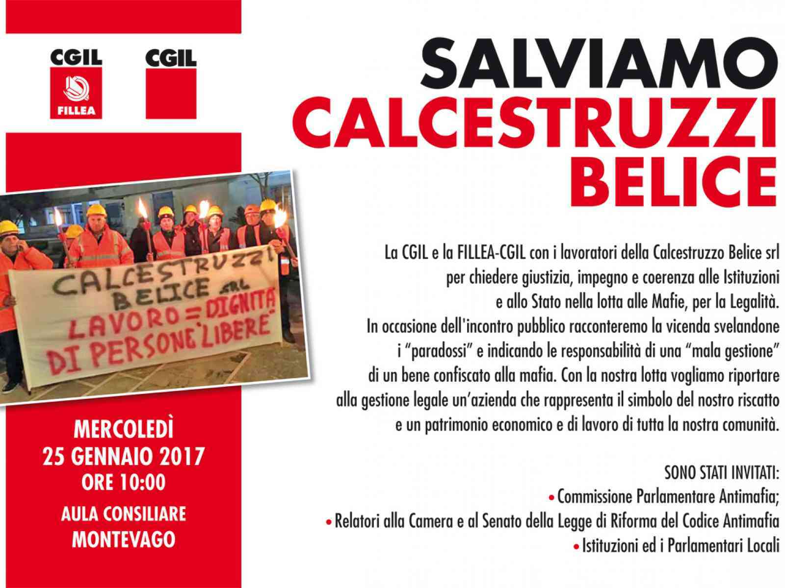 “Salviamo Calcestruzzi Belice“. Iniziativa della Cgil e Fillea per il 25 gennaio