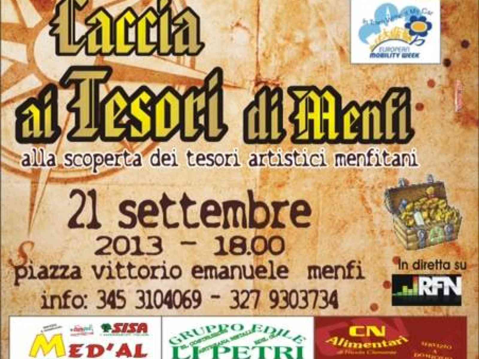 Sabato è caccia... ai tesori di Menfi. Tantissimi premi. Con il Ricavato recupero di un'area urbana