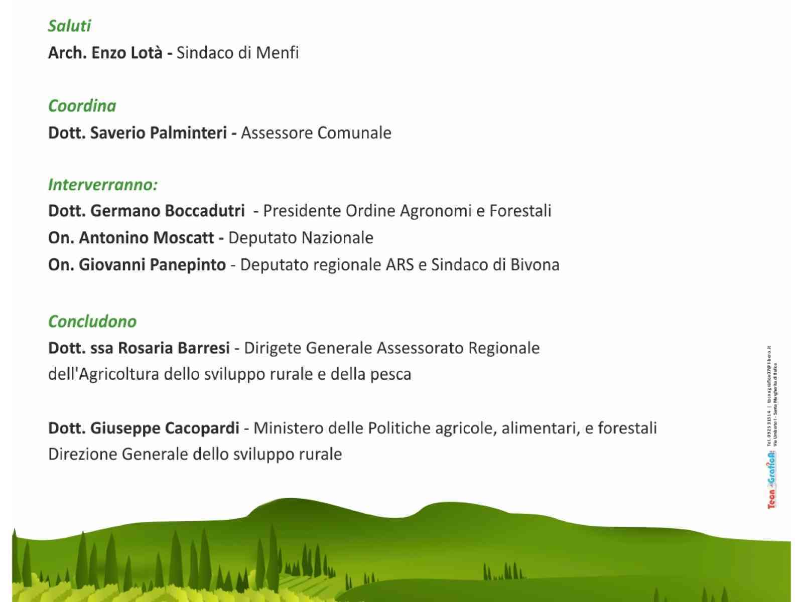 “#RisorsaAgricoltura: Prospettive ed Opportunità“. Venerdì a Menfi la Dirigente dell'Assessorato Regionale dell'Agricoltura