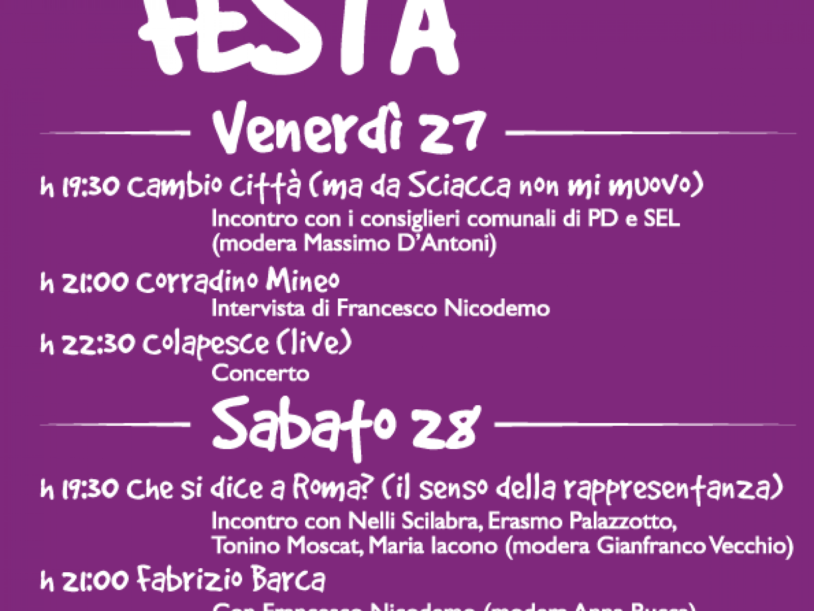 “Cambio Festa“ a Sciacca per condividere idee e progetti per il futuro della città
