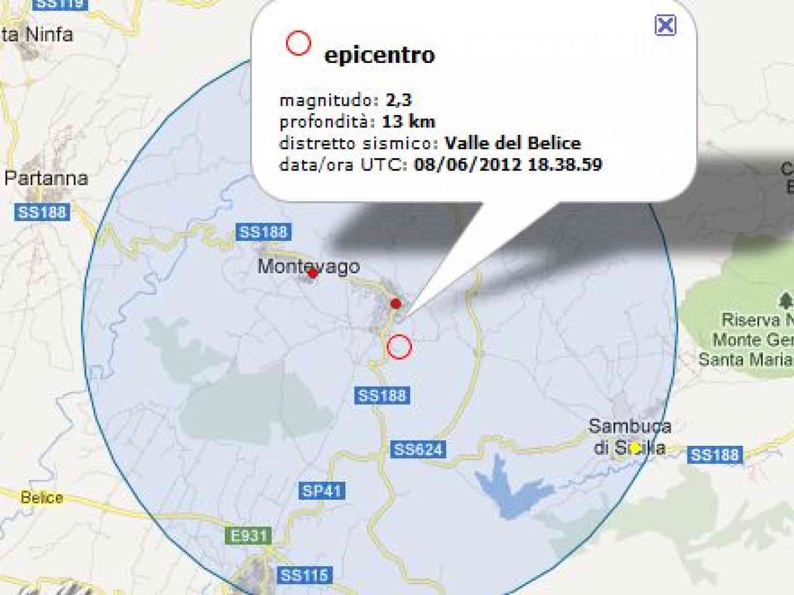 Scossa di terremoto nella valle de Belìce. Epicentro Santa Margherita