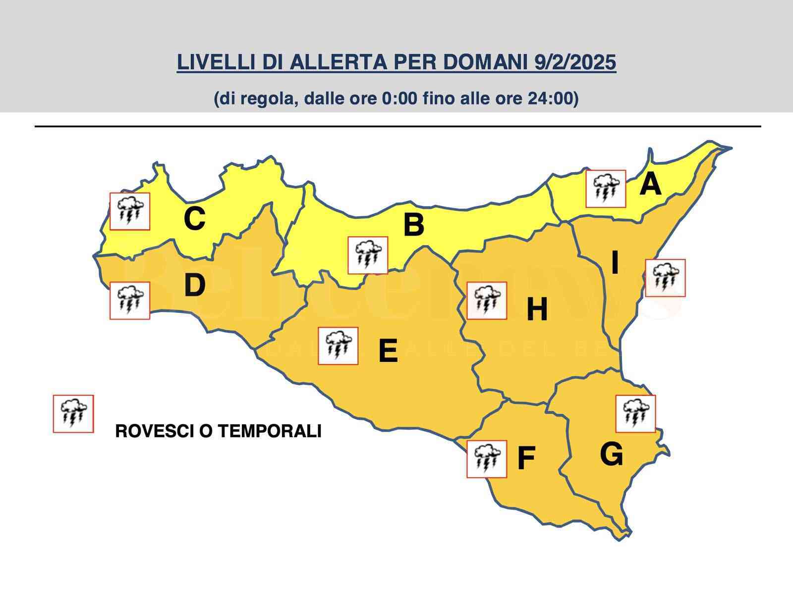 Immagine articolo: Maltempo sulla Sicilia. Allerta arancione per domani