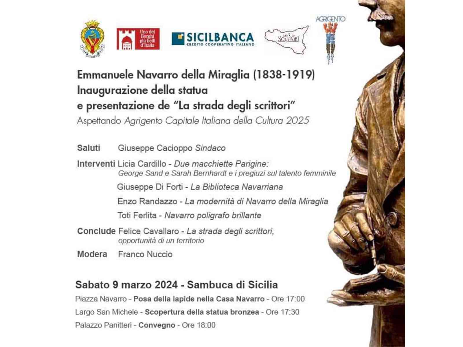 Immagine articolo: Sambuca ricorda Emmanuele Navarro della Miraglia a 138 anni dalla nascita