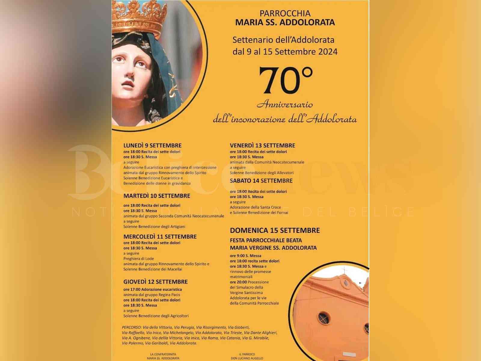 Immagine articolo: Menfi. Al via le celebrazioni del 70° Anniversario dell'Incoronazione dell'Addolorata