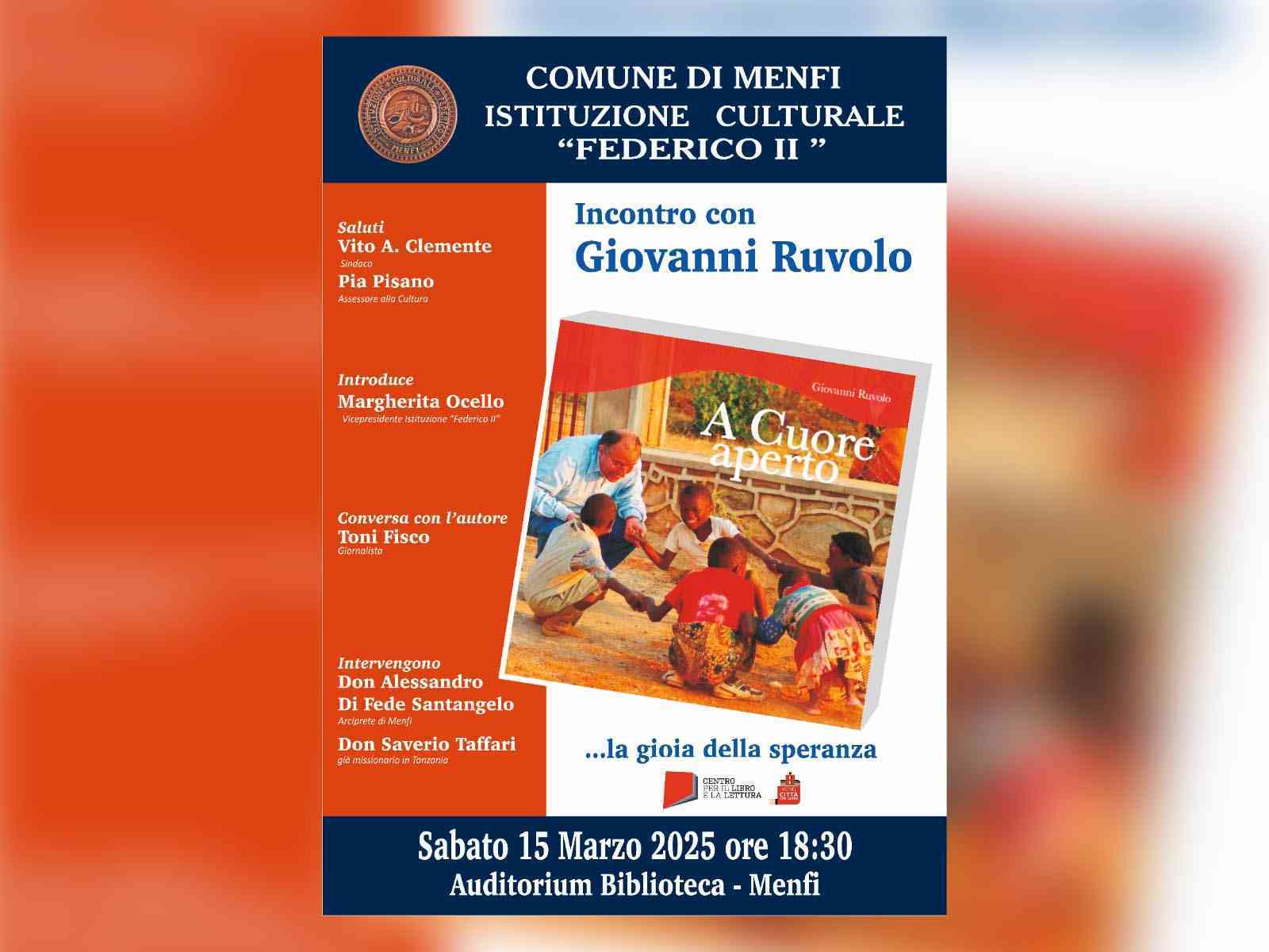 Immagine articolo: Menfi. A Cuore Aperto. Domani incontro con il dott. Giovanni Ruvolo